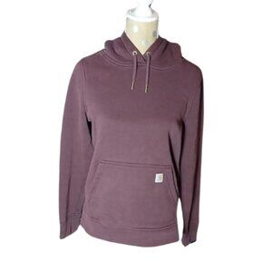 Carhartt Hoodie Sweatshirt Womens Small Burgundy Relaxed Workwear